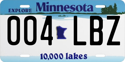 MN license plate 004LBZ