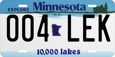 MN license plate 004LEK