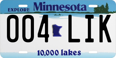 MN license plate 004LIK
