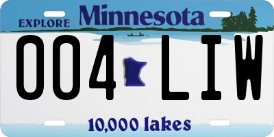 MN license plate 004LIW
