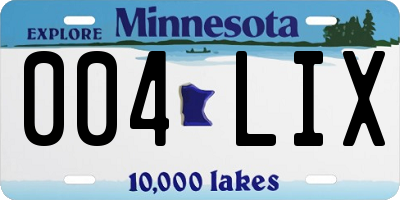 MN license plate 004LIX