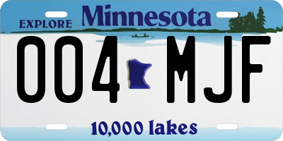 MN license plate 004MJF