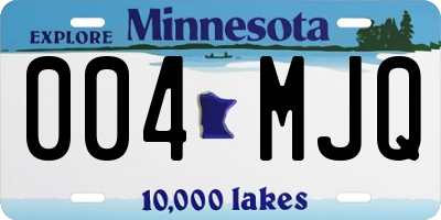 MN license plate 004MJQ