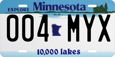 MN license plate 004MYX
