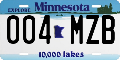 MN license plate 004MZB