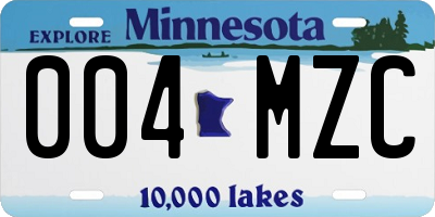 MN license plate 004MZC