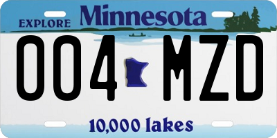 MN license plate 004MZD