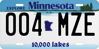 MN license plate 004MZE