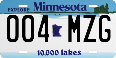 MN license plate 004MZG