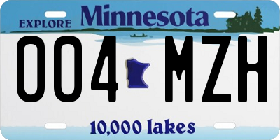 MN license plate 004MZH