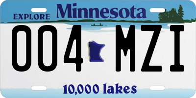 MN license plate 004MZI