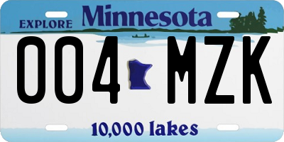 MN license plate 004MZK