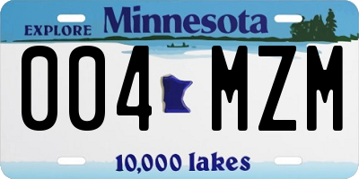 MN license plate 004MZM