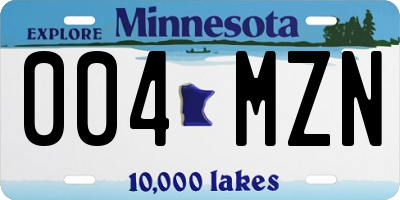 MN license plate 004MZN