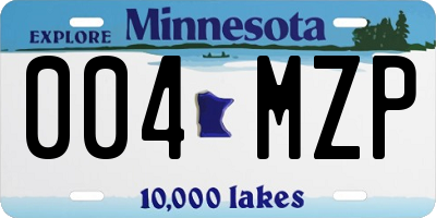 MN license plate 004MZP