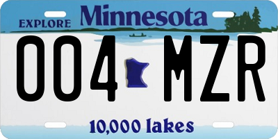 MN license plate 004MZR