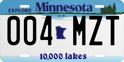 MN license plate 004MZT