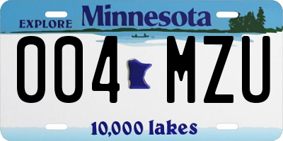 MN license plate 004MZU