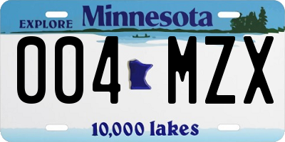 MN license plate 004MZX