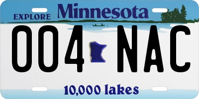MN license plate 004NAC