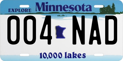MN license plate 004NAD