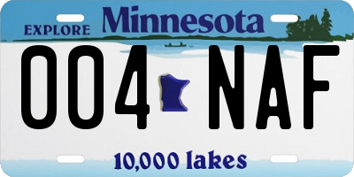 MN license plate 004NAF