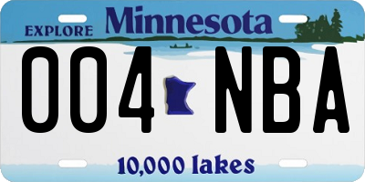 MN license plate 004NBA
