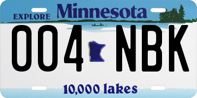 MN license plate 004NBK