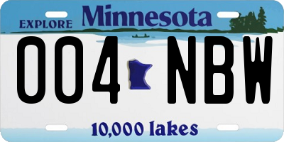 MN license plate 004NBW