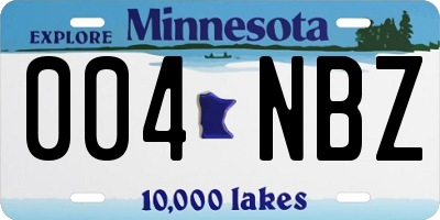 MN license plate 004NBZ