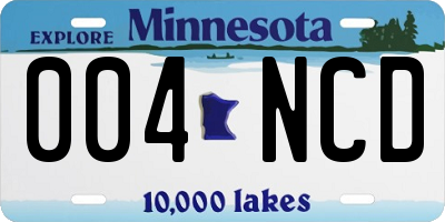 MN license plate 004NCD