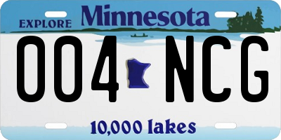 MN license plate 004NCG