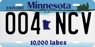 MN license plate 004NCV