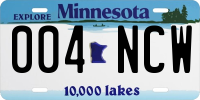 MN license plate 004NCW