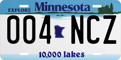 MN license plate 004NCZ