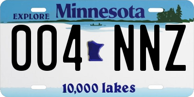 MN license plate 004NNZ