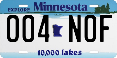 MN license plate 004NOF
