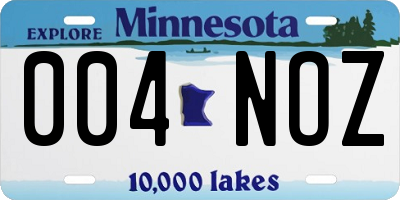 MN license plate 004NOZ
