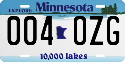 MN license plate 004OZG