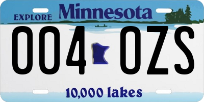 MN license plate 004OZS
