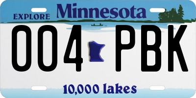MN license plate 004PBK