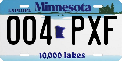MN license plate 004PXF