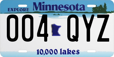 MN license plate 004QYZ