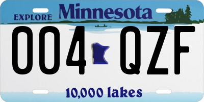 MN license plate 004QZF