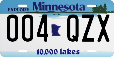 MN license plate 004QZX