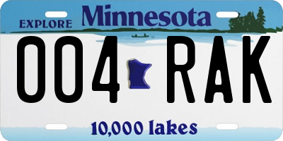 MN license plate 004RAK
