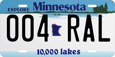 MN license plate 004RAL