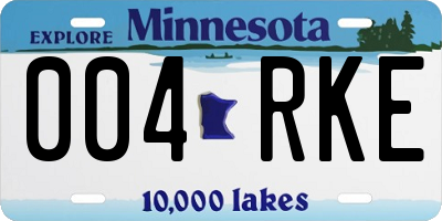 MN license plate 004RKE