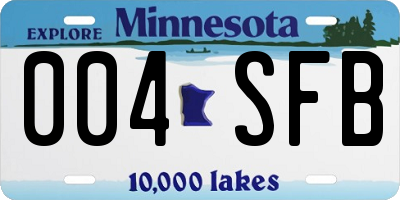 MN license plate 004SFB