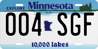 MN license plate 004SGF